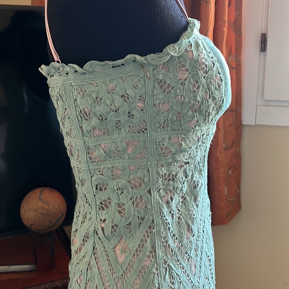 Betsey Johnson 4 lace bohemian cocktail sea foam aqua - Picture 4 of 7